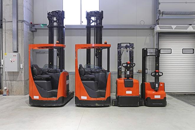 fleet of forklifts in a manufacturing plant